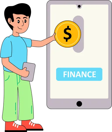 Homme utilisant une application financière  Illustration