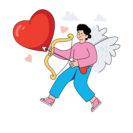 Homme utilisant une flèche d'amour  Illustration