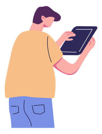 Homme utilisant une tablette  Illustration