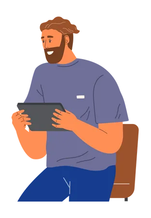 Homme utilisant une tablette  Illustration