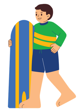 Homme qui va surfer  Illustration