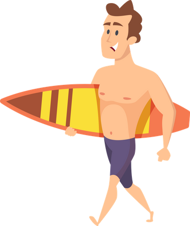 Homme qui va surfer  Illustration