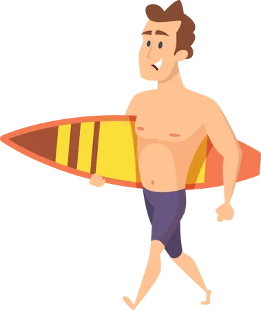 Homme qui va surfer  Illustration