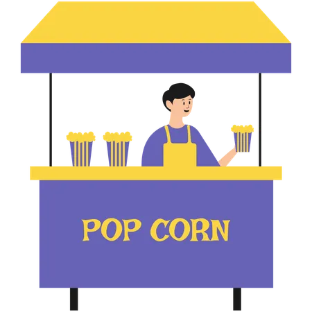 Homme vendant du pop-corn  Illustration