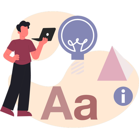 Homme vérifiant la conception graphique  Illustration