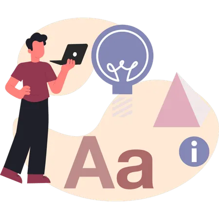 Homme vérifiant la conception graphique  Illustration