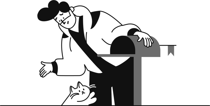 Homme vérifiant la boîte aux lettres  Illustration