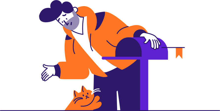 Homme vérifiant la boîte aux lettres  Illustration