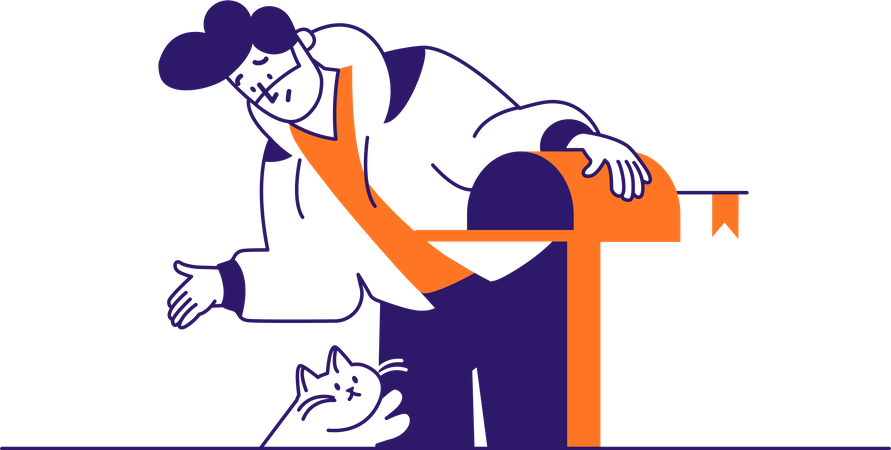 Homme vérifiant la boîte aux lettres  Illustration