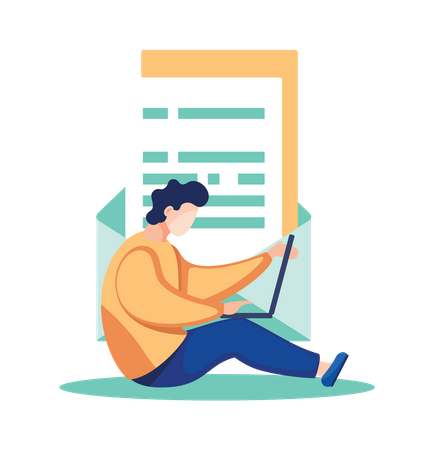 Homme vérifiant le courrier  Illustration