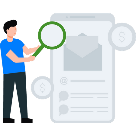 Homme vérifiant le courrier  Illustration