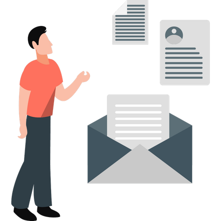 Homme vérifiant ses mails  Illustration