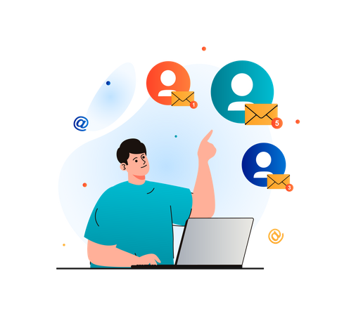 Homme vérifiant ses mails  Illustration