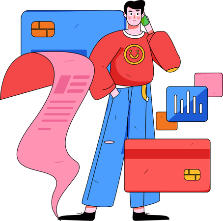 Homme vérifie le crédit  Illustration