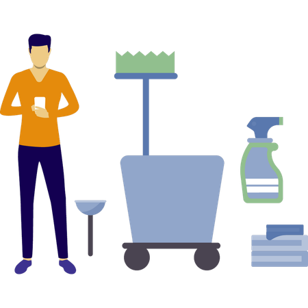 L'homme vérifie le ménage  Illustration