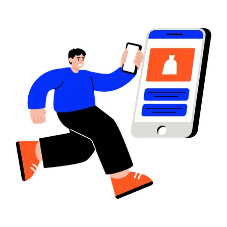 Homme vérifiant le solde de sa carte  Illustration