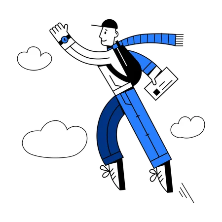 Homme volant avec une lettre  Illustration