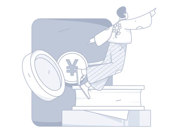 Homme volant et vérifiant de l'argent  Illustration