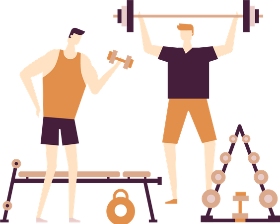 Hommes à la salle de sport  Illustration