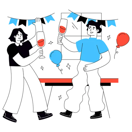 Hommes profitant d'une fête d'affaires  Illustration
