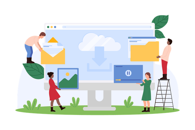 Les gens d'affaires ont accès au service cloud  Illustration