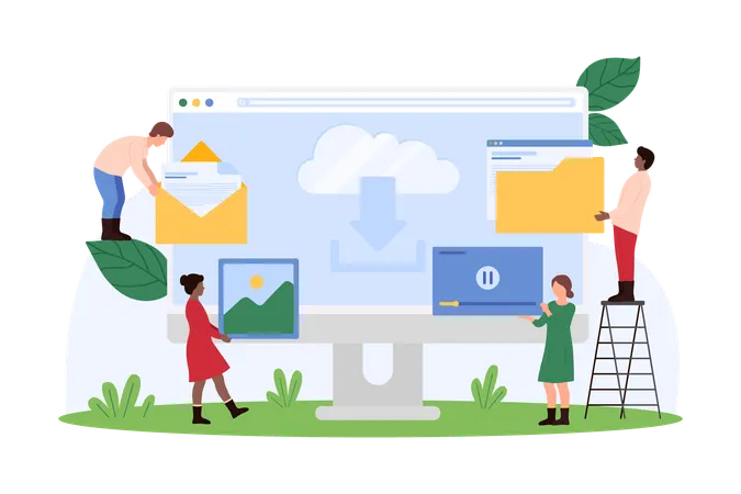 Les gens d'affaires ont accès au service cloud  Illustration