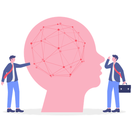 Des hommes d'affaires analysant le cerveau des entreprises  Illustration