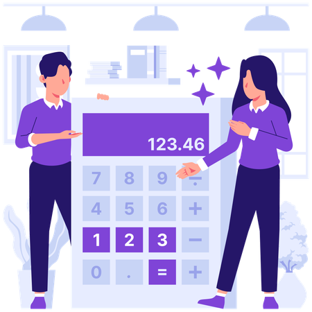 Les gens d'affaires calculent leur budget  Illustration