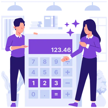 Les gens d'affaires calculent leur budget  Illustration
