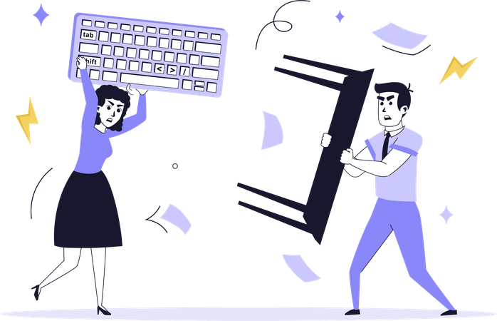 Les hommes d'affaires confrontés à des conflits sur le lieu de travail  Illustration