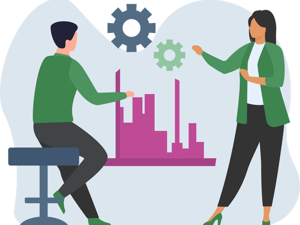 Gens d'affaires discutant d'affaires  Illustration