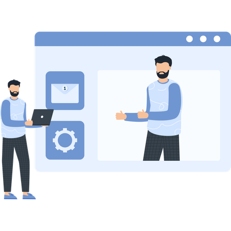 Des hommes d'affaires faisant de la collaboration numérique  Illustration