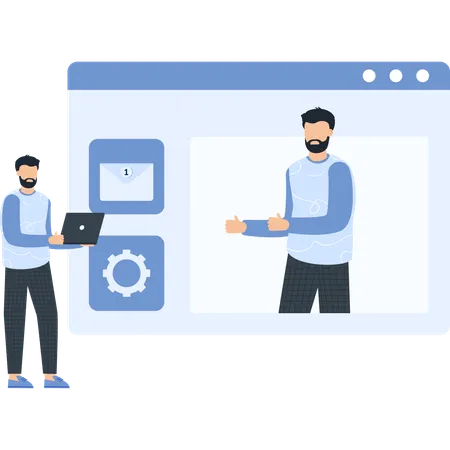 Des hommes d'affaires faisant de la collaboration numérique  Illustration