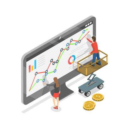 Des hommes d'affaires effectuant des investissements financiers  Illustration