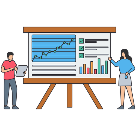 Gens d'affaires effectuant une analyse de marché  Illustration