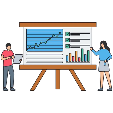 Gens d'affaires effectuant une analyse de marché  Illustration