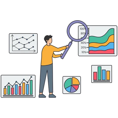 Gens d'affaires effectuant une analyse de marché  Illustration