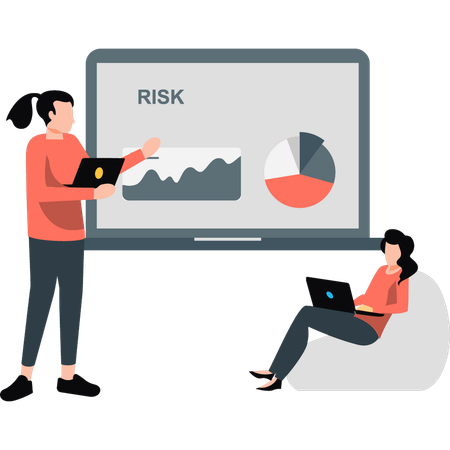 Gens d'affaires effectuant une analyse des risques  Illustration