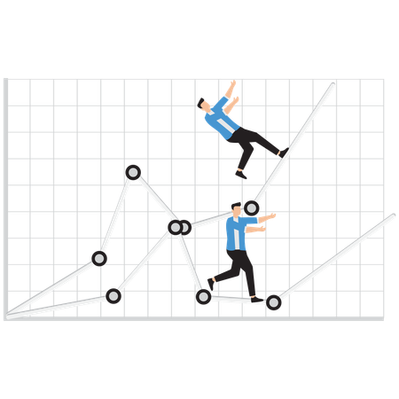 Hommes d'affaires gérant un graphique de ligne d'affaires  Illustration