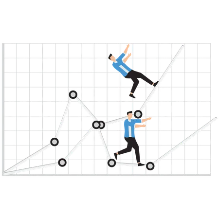 Hommes d'affaires gérant un graphique de ligne d'affaires  Illustration