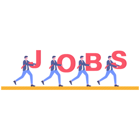 Hommes d'affaires occupant des emplois avec des relations  Illustration