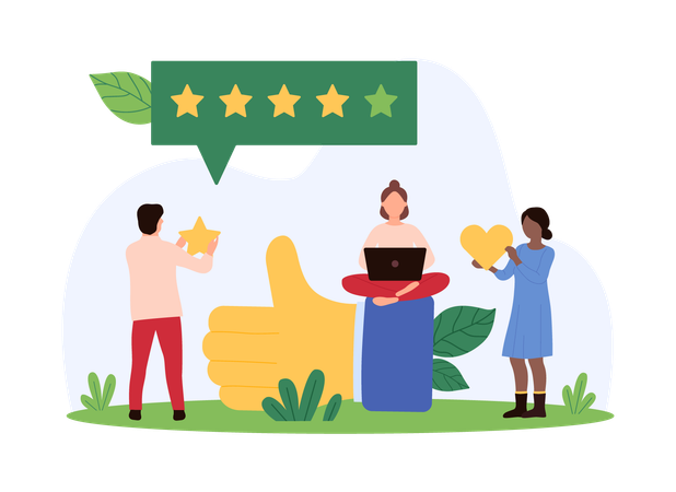 Des hommes d'affaires travaillant sur l'évaluation des clients  Illustration