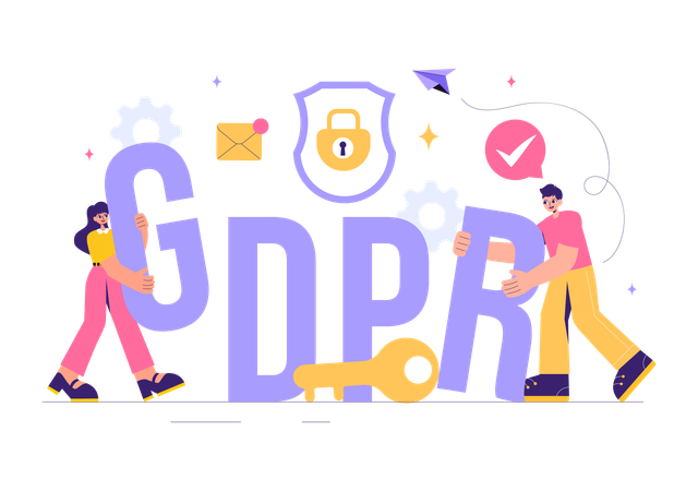 Les entrepreneurs travaillent sur le règlement sur la protection des données GDPR  Illustration