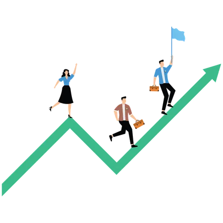 Les entrepreneurs travaillent pour une croissance durable  Illustration