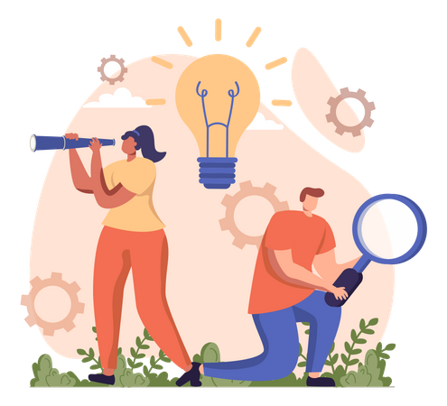 Hommes d'affaires à la recherche d'opportunités d'investissement  Illustration