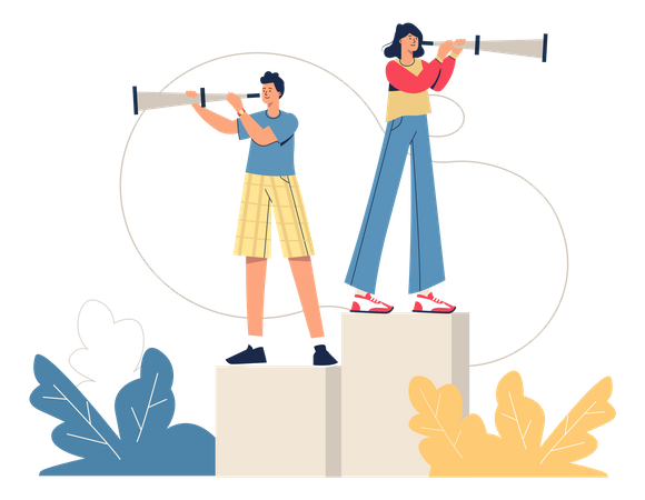 Hommes d'affaires à la recherche d'opportunités  Illustration