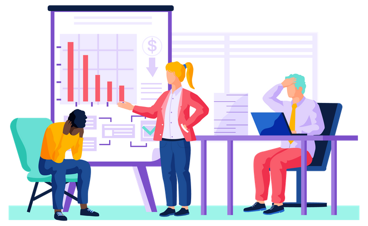 Hommes d'affaires analysant des statistiques  Illustration