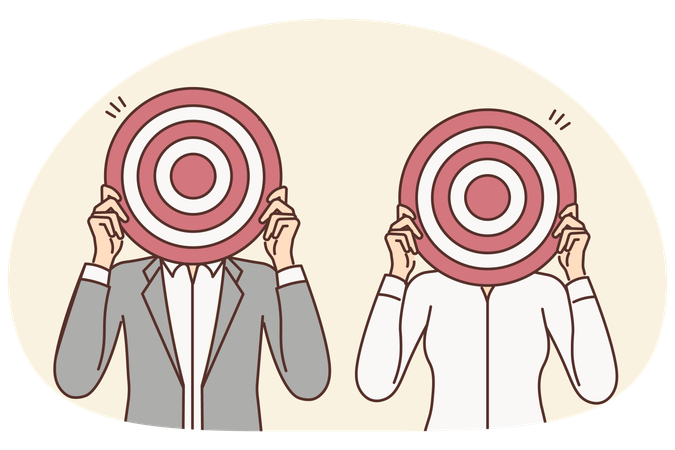 Hommes d'affaires avec des cibles sur le visage  Illustration