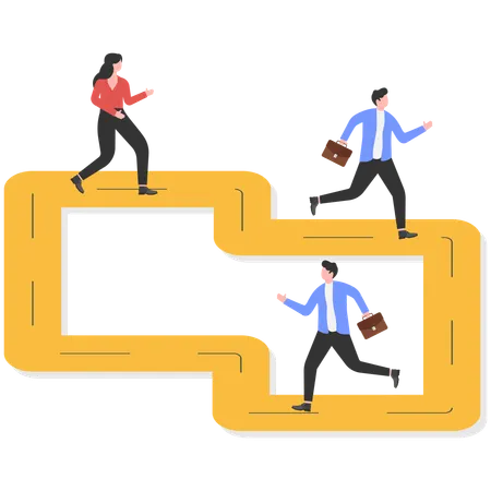 Des hommes d'affaires courent tout en étant en compétition commerciale  Illustration