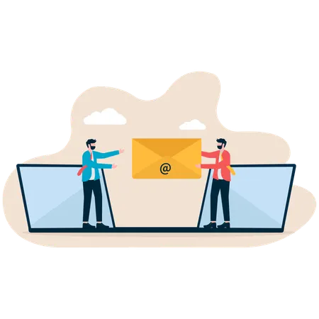 Hommes d'affaires envoyant du courrier commercial  Illustration